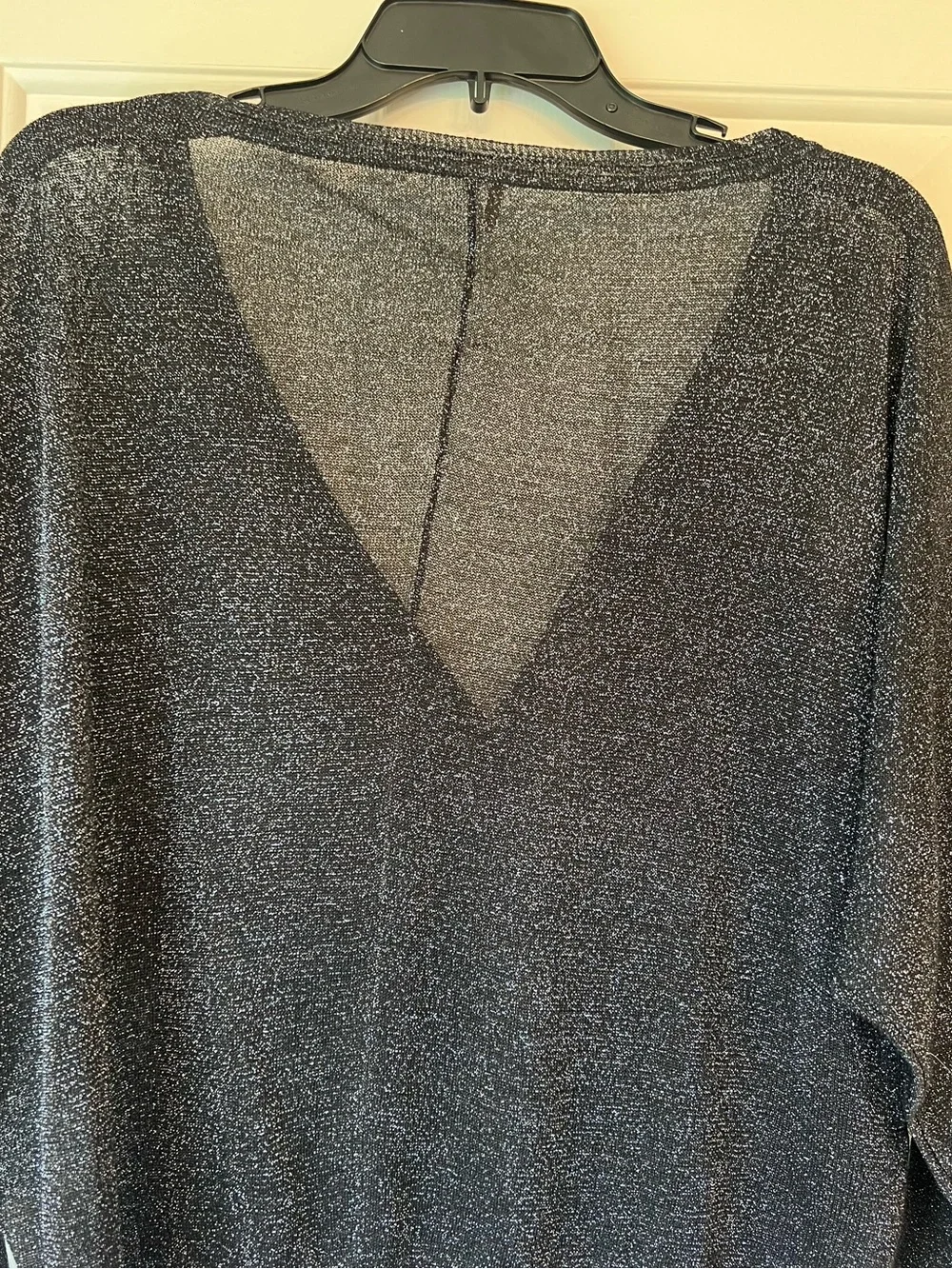 Free People Metallic Silver Black Slouchy Cardigan